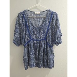 Cato Womens‎ Blouse Size XL Blue Flowy Top